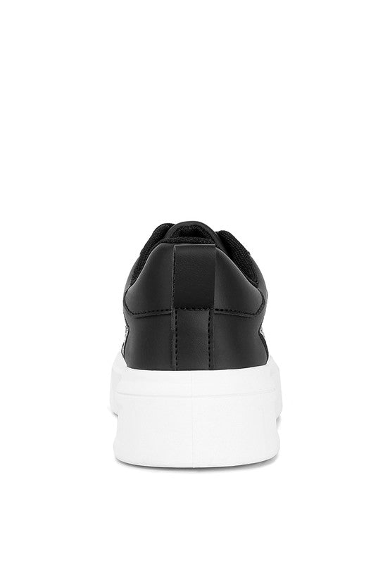 Women's rhinestone sneakers in black, stylish casual footwear