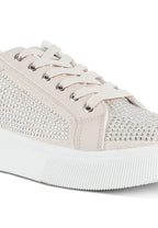 Women's rhinestone sneakers in blush pink, perfect for casual outings