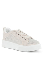 Women's rhinestone sneakers in beige for casual outings