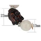 Handcrafted women's rhodium brass bracelet with Buddha head and gemstone beads