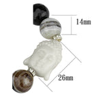 Women's rhodium brass Buddha bracelet featuring a carved Buddha head with mixed stone beads