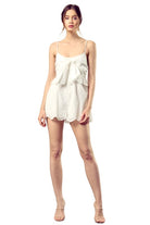 Women's Jumpsuits & Rompers Womens Scallop Edge Front Tie-Up Romper