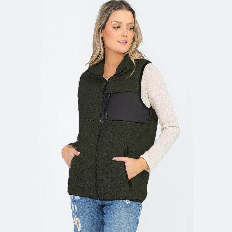 Womens Sherpa Fleece Vest - VacationGrabs