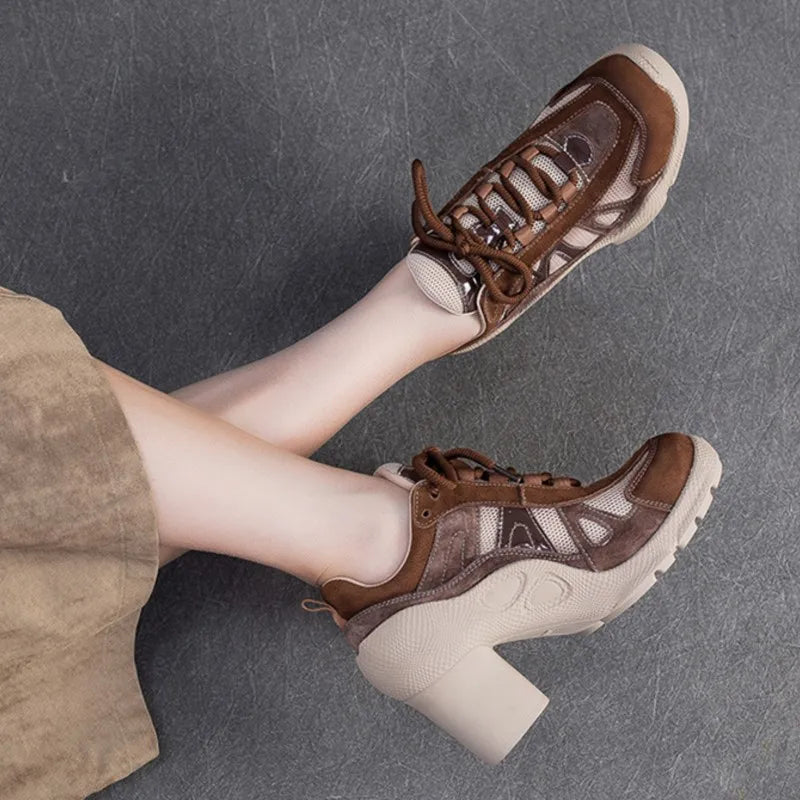 women's brown suede shoes with a stylish block heel for casual wear