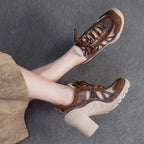 women's brown suede shoes with a stylish block heel for casual wear