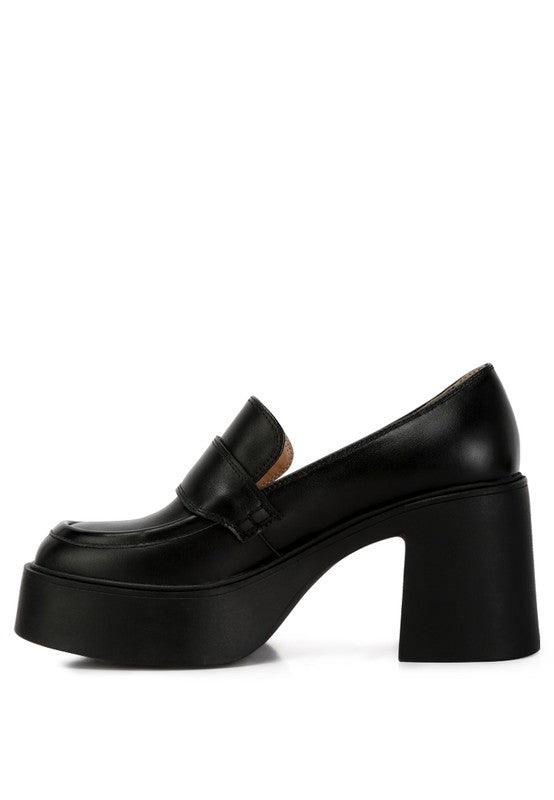 Women's Shoes - Flats Womens Shoes - Elspeth Heeled Platform Leather Loafers