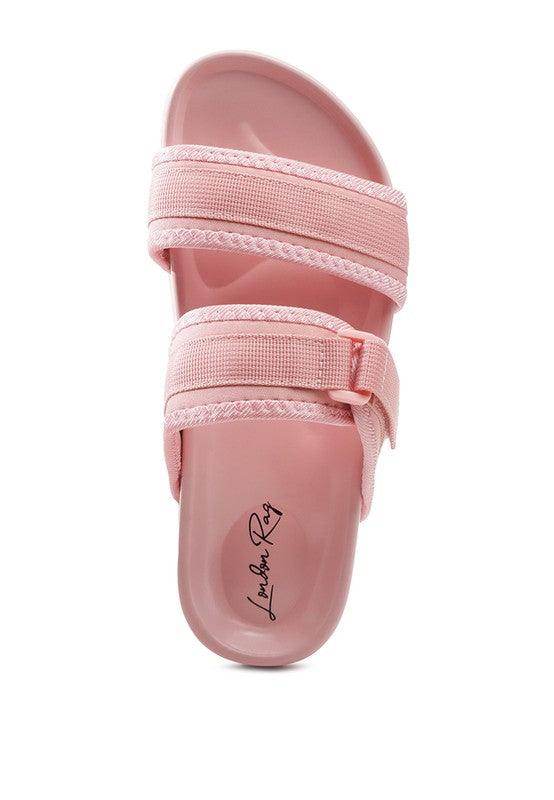 women's shoes, pink flat sandals with comfortable straps for summer wear
