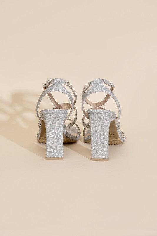 Women's Shoes - Sandals Womens Shoes Style No. Devin-1 Silver Rhinestone Heels