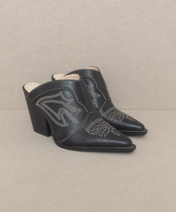 Women's Shoes - Heels Womens Shoes Style No. Kiara - Western Inspired Heeled Mule