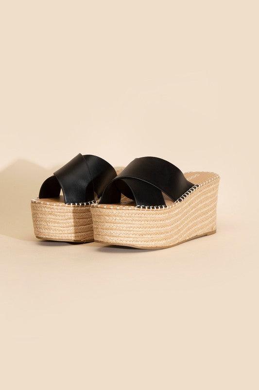 Women's Shoes - Sandals Womens Shoes Style No. Partner-S Raffia Platform Slides
