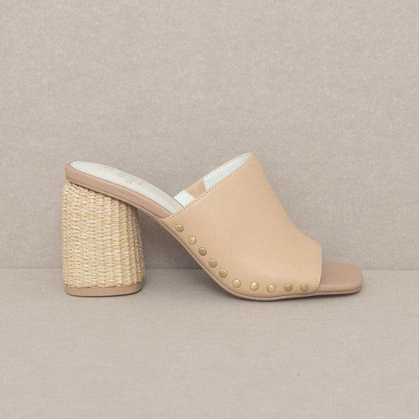 Women's Shoes - Sandals Womens Shoes Style No. Serena - Studded Raffia Slide Heel