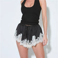 Women's black shorts with lace trim, perfect for summer outings