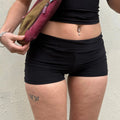 Women's black shorts, stretchy fabric, perfect for casual outings