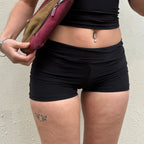 Women's black shorts, stretchy fabric, perfect for casual outings