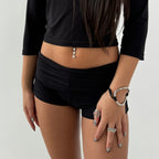 Black women's shorts made of stretchy fabric for casual wear