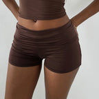 women's brown shorts in soft material, perfect for casual wear