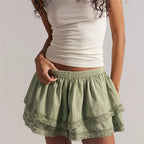 women's green boho shorts, lightweight cotton for summer wear
