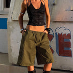 women's olive green cargo shorts, lightweight for summer outings