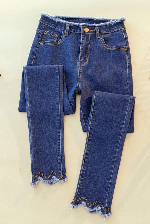 Women's Jeans Womens Skinny Jeans Ankle Length Frayed Stitch Hem