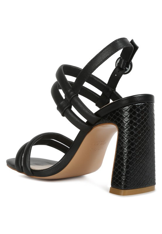 women's slim block heel sandals in black, perfect for evening wear