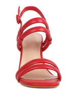 Rag Company women's slim block heel sandals in red, perfect for summer outings