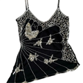 Women's Top with Mesh and Embellished Design