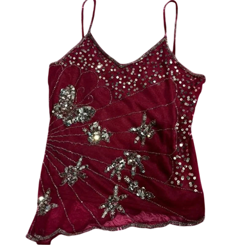 Women's Top with Mesh and Embellished Design
