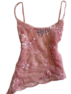 Women's Top with Mesh and Embellished Design