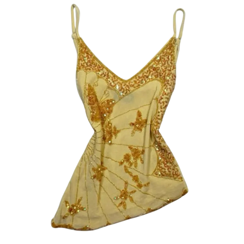 Women's Top with Mesh and Embellished Design