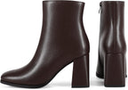 Womens Square Toe Ankle Boots Chunky Block Heel Short Boots – close-up upper detail