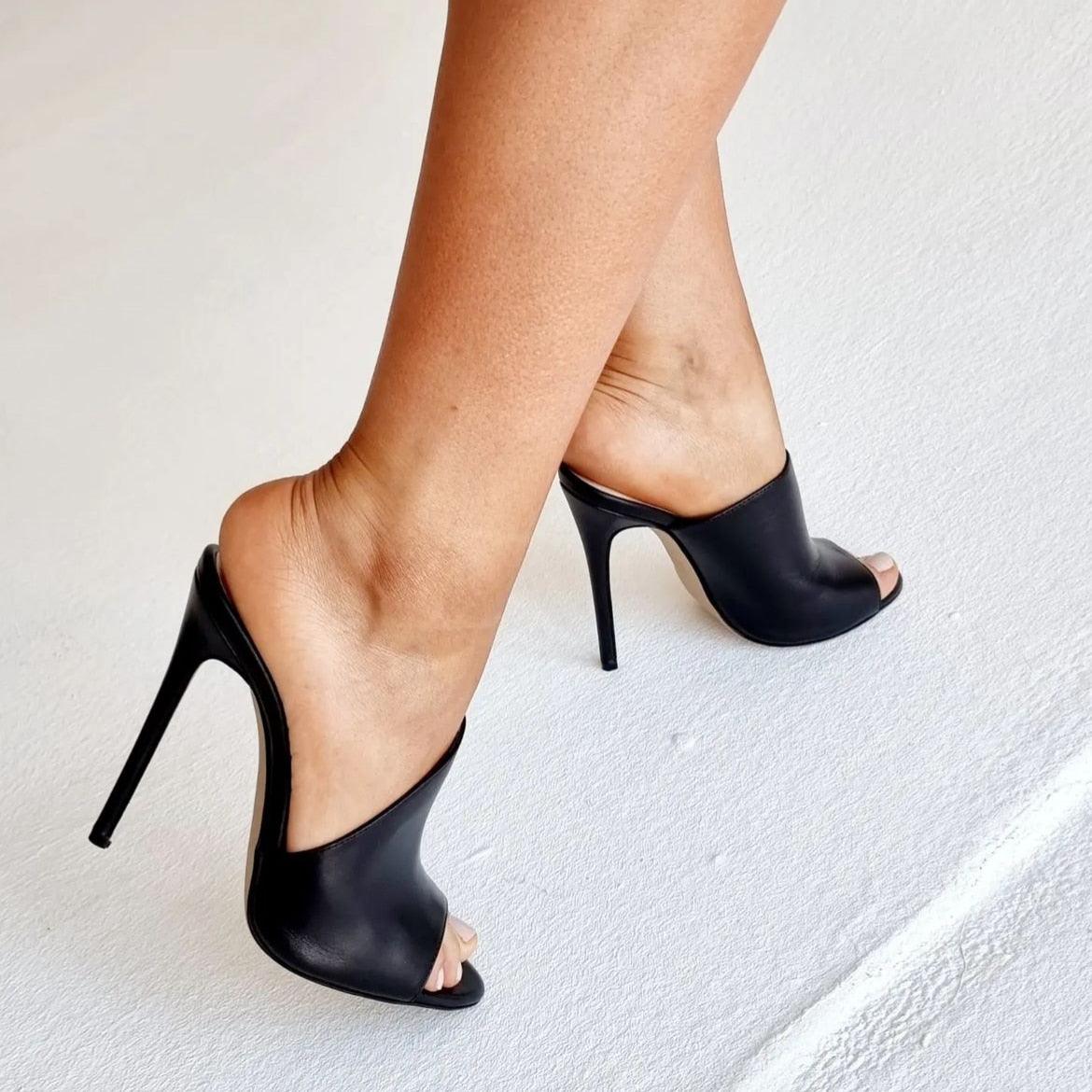 Women's Shoes - Heels Womens Stiletto High Heel Slip-On Shoes Open Toe Classic Mules