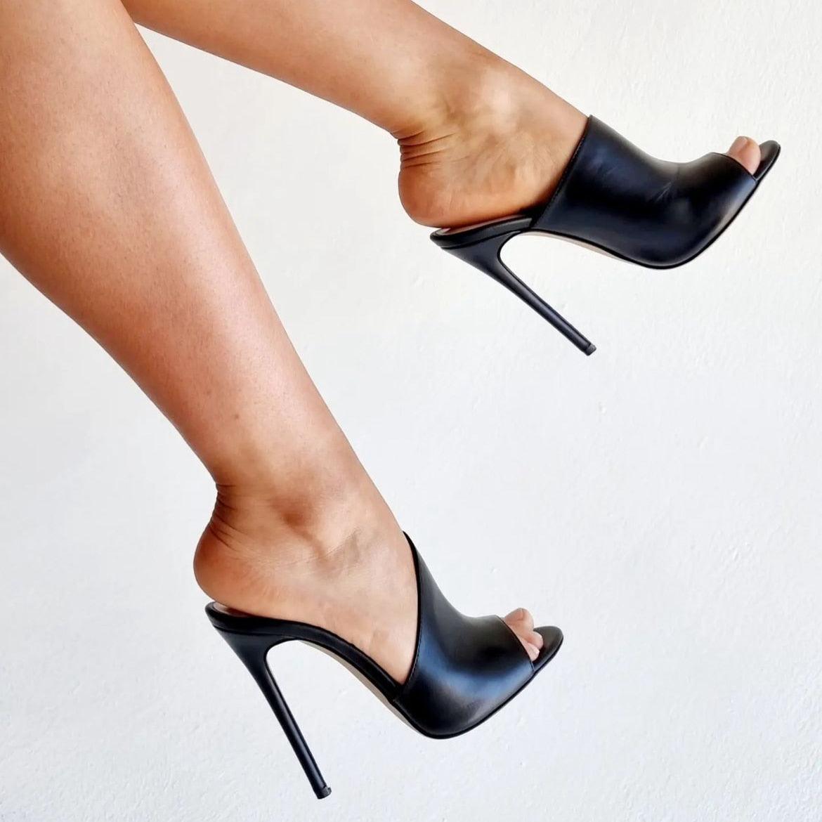Women's Shoes - Heels Womens Stiletto High Heel Slip-On Shoes Open Toe Classic Mules