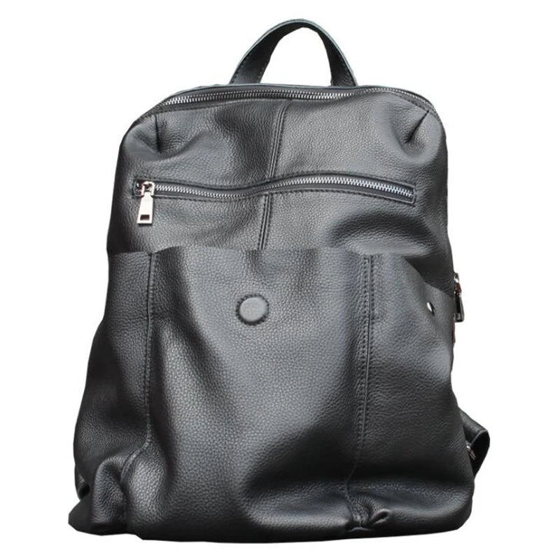 Womens stylish leather backpack in black for daily use