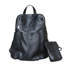 Womens stylish leather backpack in black, perfect for daily use