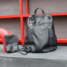 Womens stylish leather backpack in black, perfect for everyday use