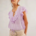 women's lilac summer blouse top, lightweight for casual outings