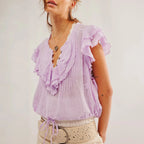 women's lilac summer blouse top, lightweight for casual outings