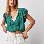Women's teal summer blouse tops, lightweight, perfect for casual outings