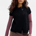 Black women's sweater with button detail, perfect for casual outings
