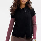 Black women's sweater with button detail, perfect for casual outings