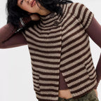 women's sweater, brown striped knit, cozy for casual wear