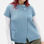 women's light blue sweater in soft knit with short sleeves