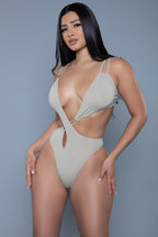 Women's swimsuit in beige, perfect for beach lounging