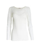 Women's Shirts Womens Top Wool Blend Lace Upper Tulle Trim