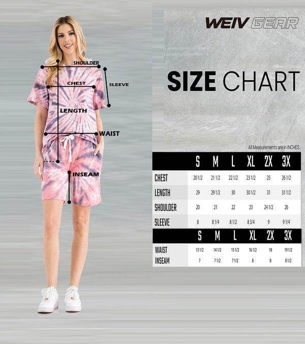 Womens Tye Dye Tee and Short Lounge Set - VacationGrabs