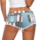 Women's Shorts Womens Usa Flag Denim Jean Shorts Low Waist Skinny