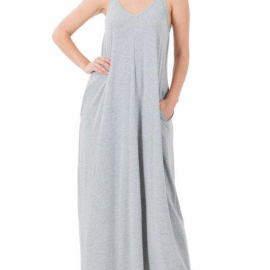 Women's Dresses Womens V-Neck Cami Maxi Dress With Side Pockets
