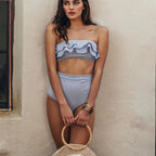 Women's striped bikini set, stylish design for beach vacations