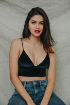 Womens Velvet Longline Bralette Cami Top - VacationGrabs