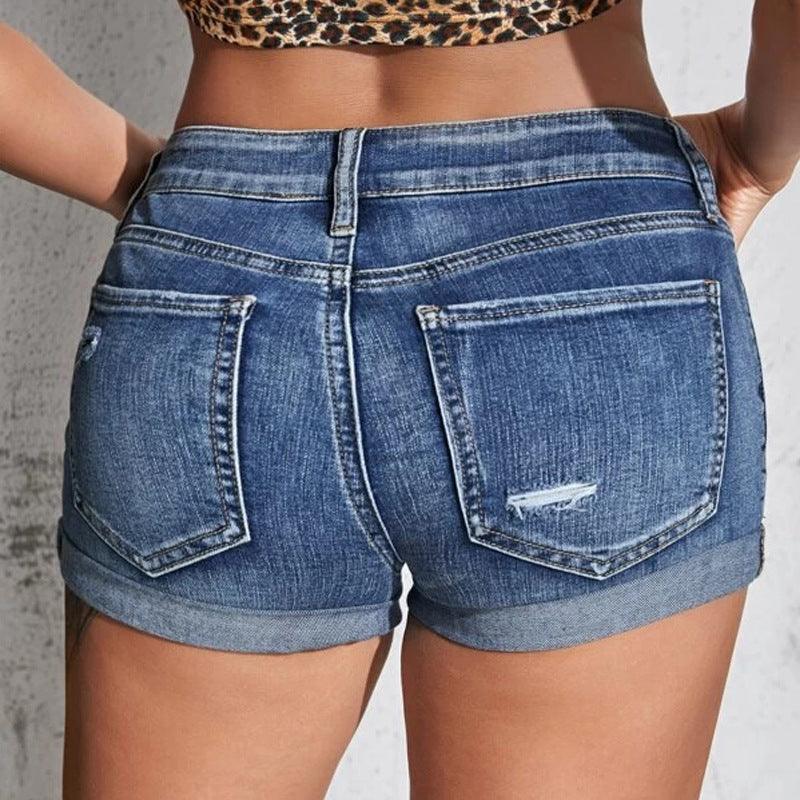 Women's Shorts Womens Vintage Distressed Blue Jean Shorts With Pockets S-Xxl